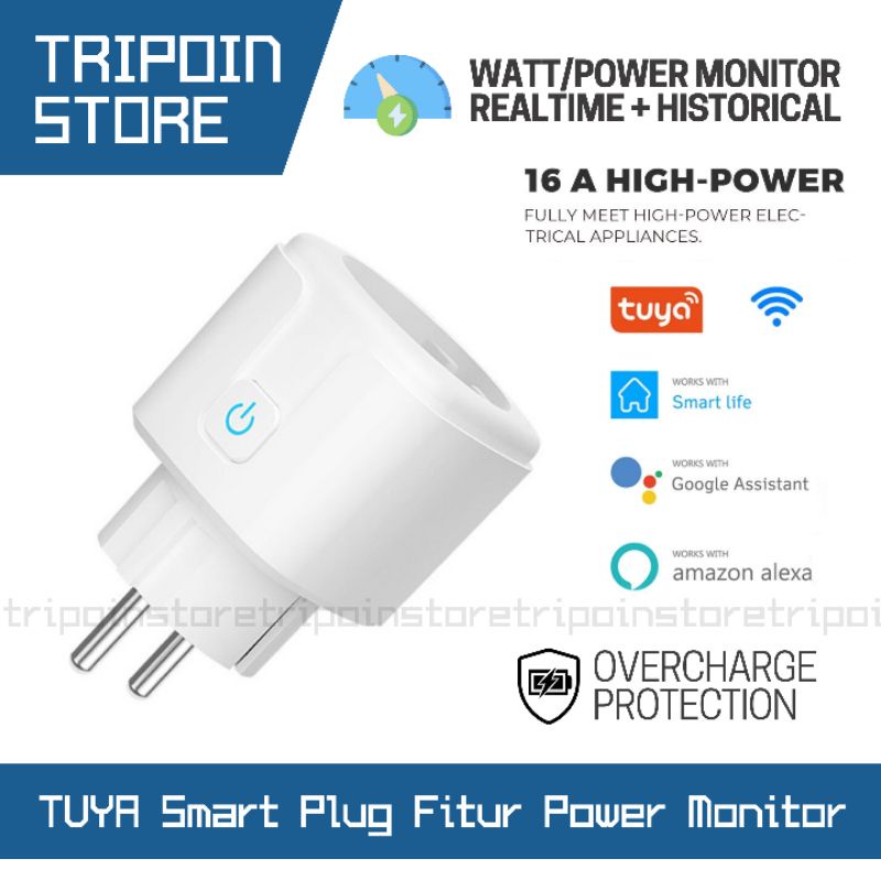 TUYA Smartlife Smart Plug 16A Power Meter Monitor Pengukur kWh Listrik