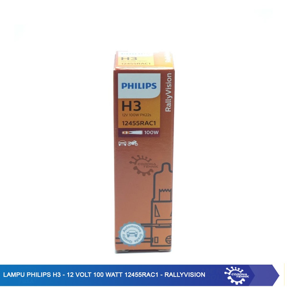 Philips Lampu H3 - 12 Volt 100 Watt 12455RAC1 - RallyVision