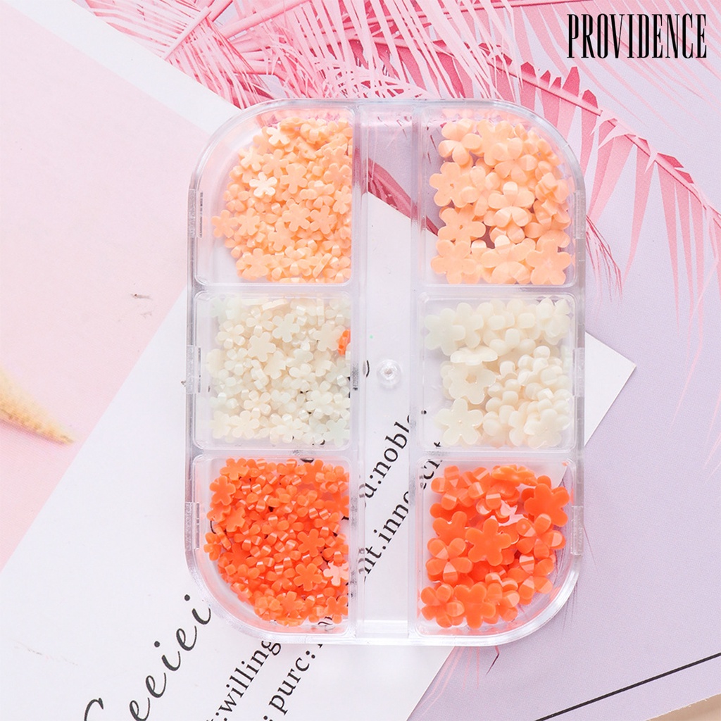 Providence 6Grids/Box Color Changing Nail Flower Ornament Five Petals 3D Effect Lightweight Floral Nail Art Charms Decoration for Manicure