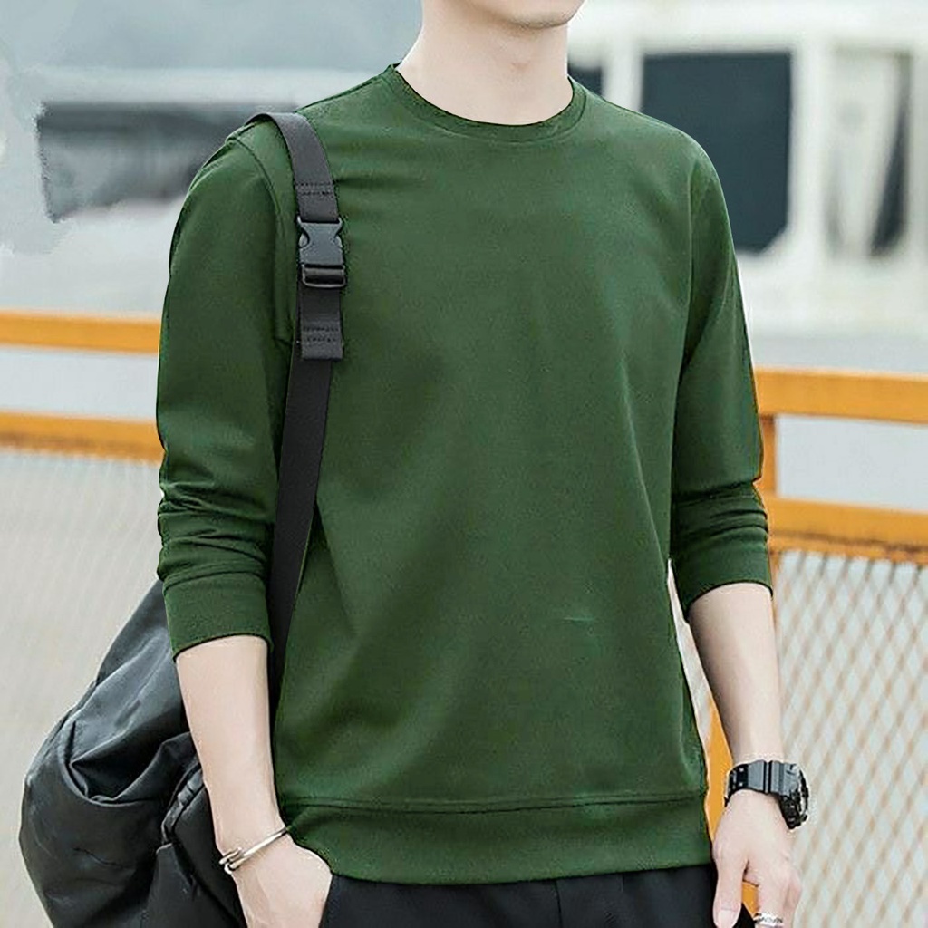 KIYOWO-BAJU ATASAN SWEATER DISTRO BASIC POLOS LENGAN PANJANG PRIA