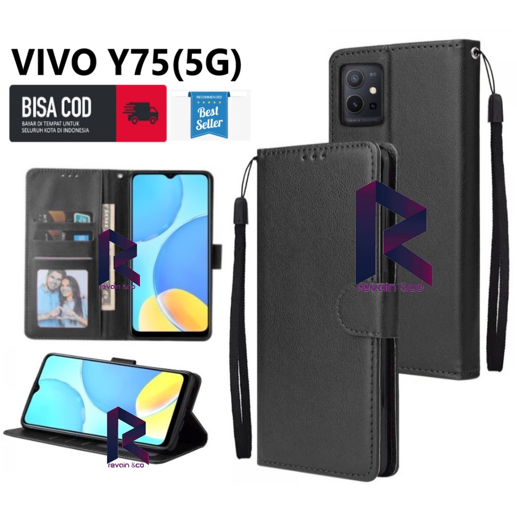 FLIP COVER VIVO Y75 (5G) CASING FLIP WALLET LEATHER KULIT PREMIUM SARUNG BUKA TUTUP FLIP CASE VIVO Y75 5G