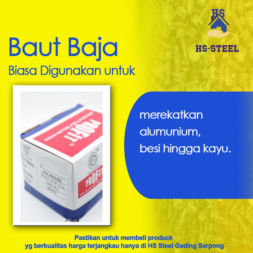 Baut baja ringan / sekrup baja ringan / skrup baja ringan / baut roofing , 10 x 19 Merk Profit , 1.0