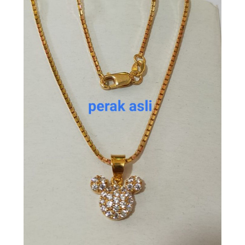 Kalung Koye anak Mickey Mouse, Perak 925, Sepuh emas Rosegold, 165.000/pcs