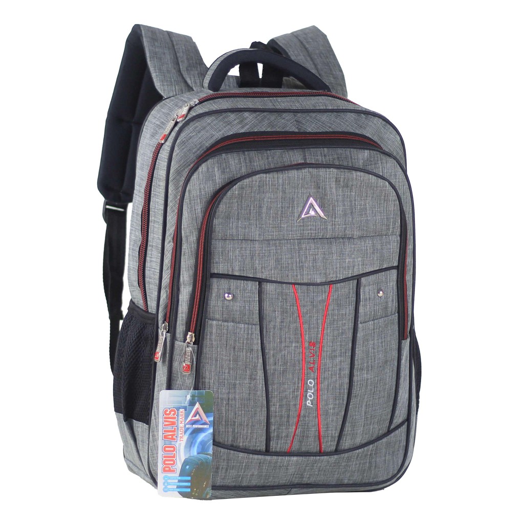 Ransel Punggung Backpack Alvis Bordir ABU Laptop Kuat Tas Ransel Sekolah Gendong Ransel Kerja