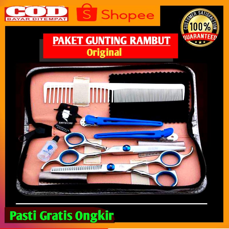 Jual Gunting Rambut Satu Set Profesional Full Stainless Model Sasak Dan Lurus Super Tajam Zig 