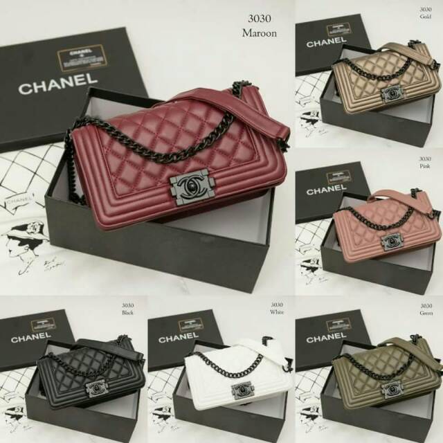 Tas chanel with box paling laris