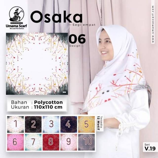 Jilbab Hijab Scarf segiempat motif Umama Osaka Voal Silk Velvet Bursa