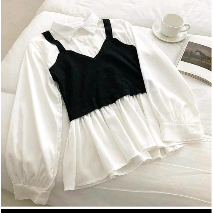 wsw jakarta - cod blouse wanita terbaru baju atasan muslimah hitam putih