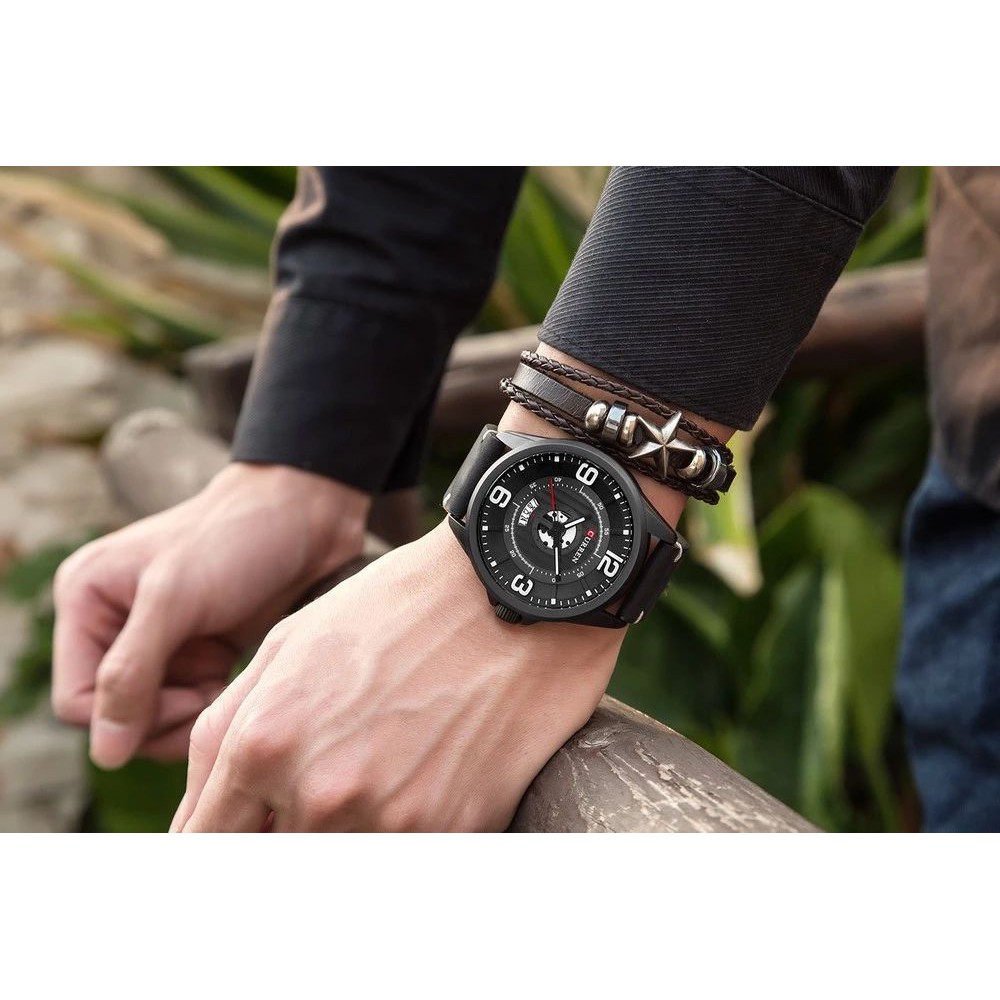 CURREN 8305 Jam Tangan Pria Analog Tali Kulit Chronograph Aktif WATCHKITE WKOS