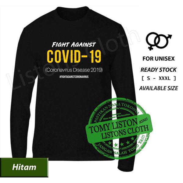 DI JUAL KAOS FIGHT AGAINST COVID19 CORONA CORONAVIRUS LENGAN PANJANG