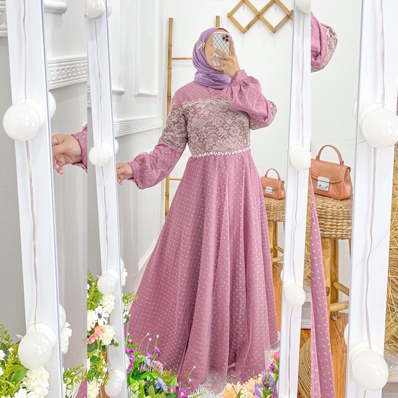 ROSA DRESS RAWNIE DRESS LENGAN BALON GAMIS ROSA GAMIS RAWNIE GAMIS KONDANGAN BRIDESMAID