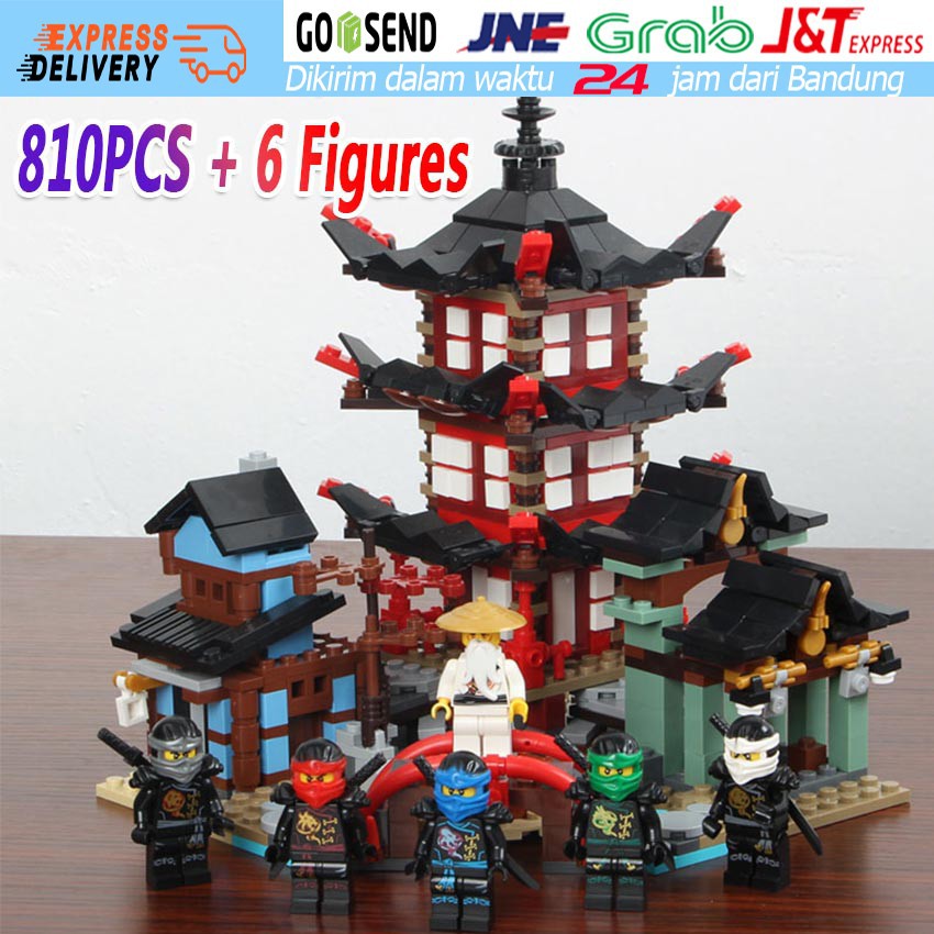 810PCS + 6Figures Lego Ninjago Ninja Fire Temple Building Blocks Mainan Balok Susun
