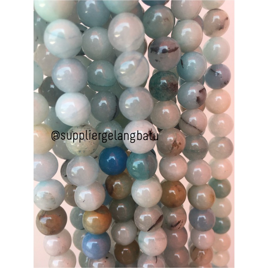 batu amazonite mala round beads 10mm bahan gelang kalung kesehatan supplier bahan craft aksesoris