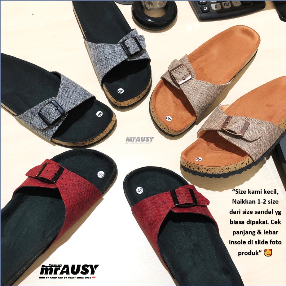 Sandal Wanita Selop Slop mrAUSY Strap 1 Gesper 1 Kain Full