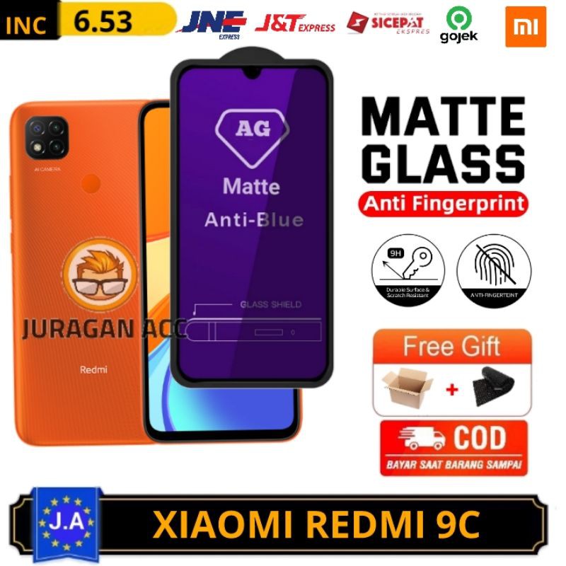 Tempered Glass Full Layar Anti Minyak Blue Matte Xiaomi Redmi 9C TG AntiGores Radiasi Xiomi Redmi 9C