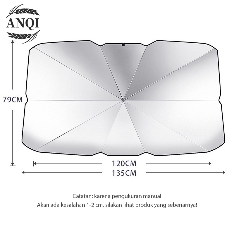 ANQI 1888 Payung Lipat Sun Shield Pelindung Sinar UV Umbrella Matahari Kaca Depan Mobil VS-104