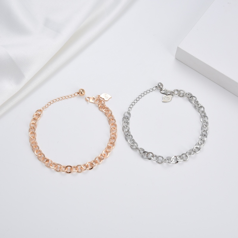 COD Gelang titanium lapis emas bola kristal berlian xuping Perhiasan perak 07b-1