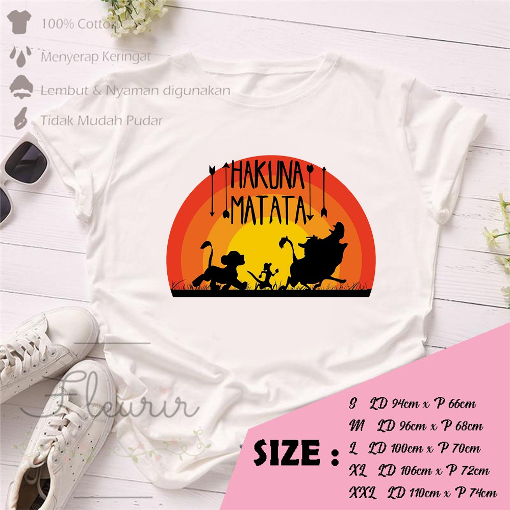 FLEURIR - KAOS WANITA HAKUNA MATATA DEWASA LENGAN PENDEK TUMBLR TEE UNISEX