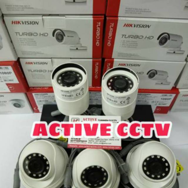 PAKET KAMERA CCTV HIKVISION 5 CAMERA 2MP 1080P FULL HD HIKVISION TINGGAL PASANG 8CH 8CHANEL CAM 2 MP