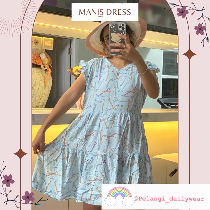 MANIS DRESS - DASTER RAYON PREMIUM GRADE A MOTIF KEKINIAN PREMIUM - Baju Daster Kerut Harian Santai 