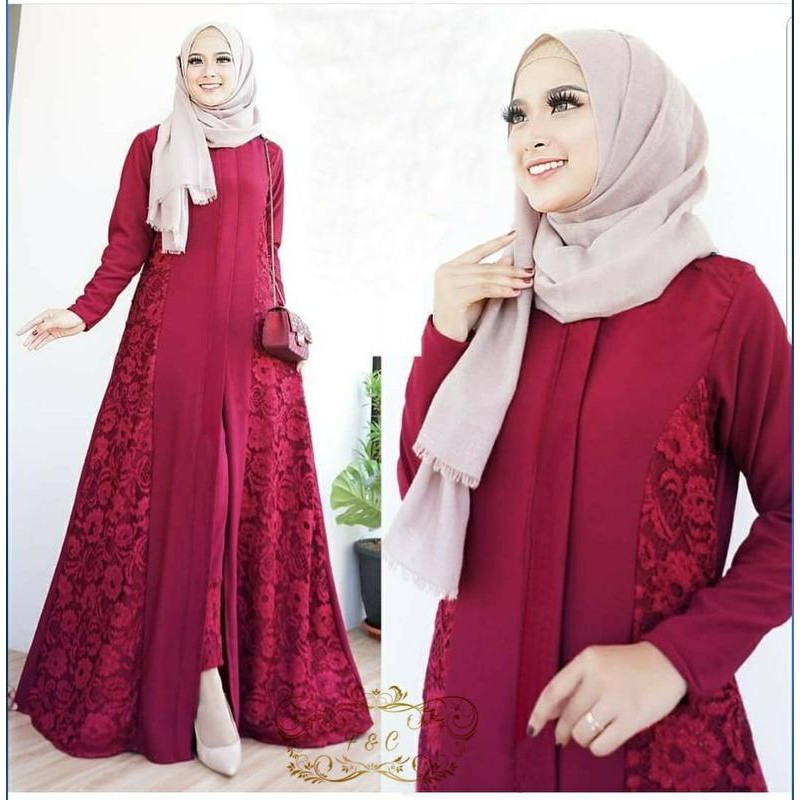 D ANATA Maxi Dress dan Celana Panjang - BZ-FE-SET-SAUKIAH