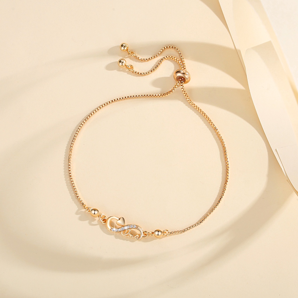 Y765 Gelang Kristal Wanita Gold Bangle Adjustable Gelang Titanium Steel Lapis Emas Anti Karat