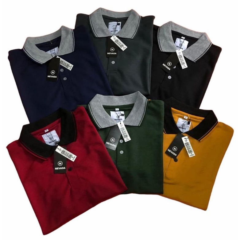 Kaos Kerah Polo Nevada Shirt Kerah Nevada Pria Wanita