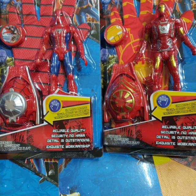 Mainan sarung tangan tembak superhero ironman spiderman captain