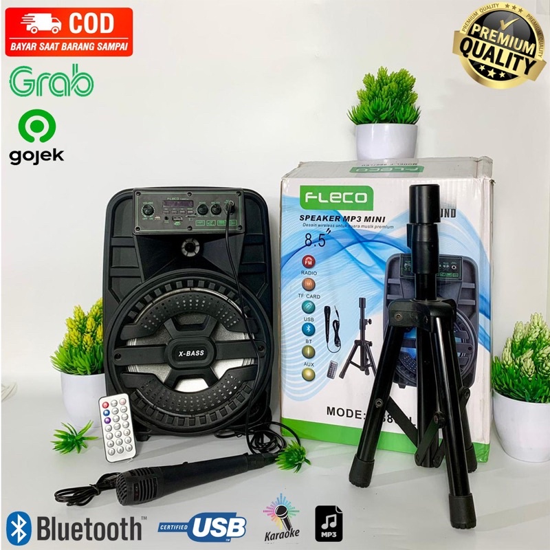 SPEAKER BLUETOOTH KARAOKE FLECO F-8807 8.5 INCHI SPEAKER KARAOKE PORTABLE SPEAKER WIRELESS