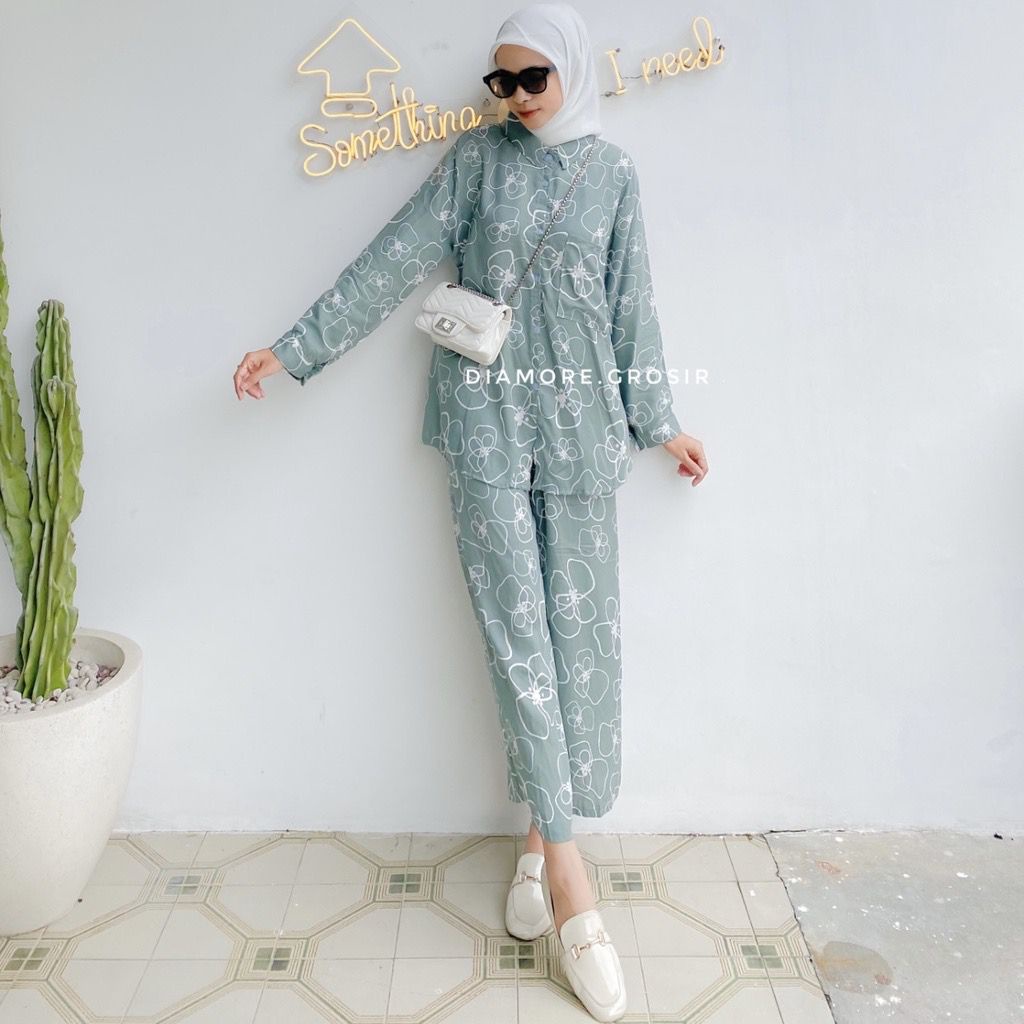 BLOOMS DAILY ONE SET / TIE DYE ONE SET RAYON / STELAN PIYAMA WANITA-MAIRA ONE SET