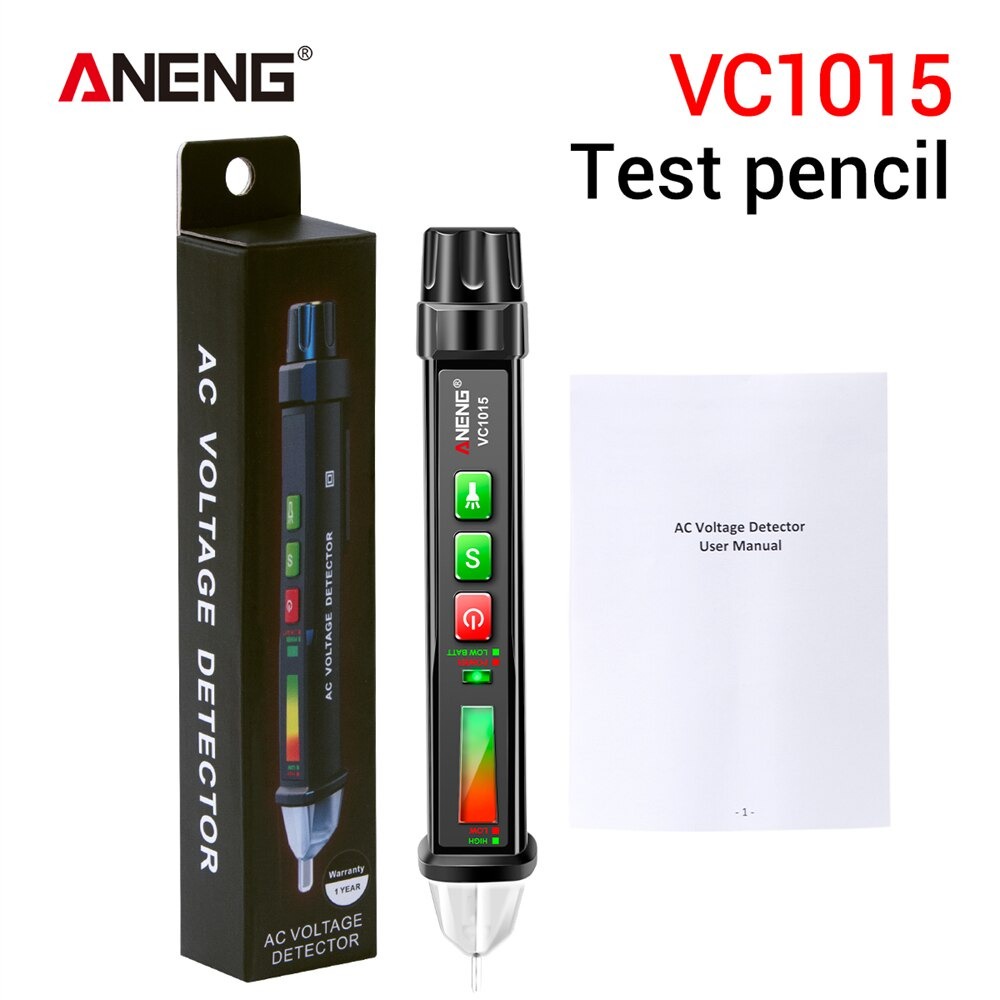 ANENG Tester Pen Non Contact AC Voltage Alert Detector 12 - 1000 V - VC1015 - Black