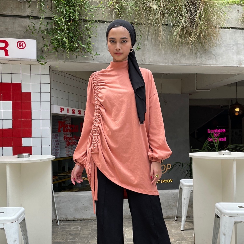 READY Agni - Mika Tee Peach - T-Shirt (Kaos) Wanita Peach GRATIS ONGKIR