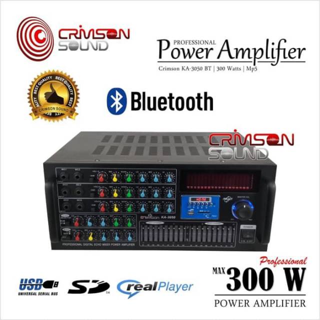 Amplifier Karaoke Mp5 Equalizer bluetooth 300w Crimson KA-3050