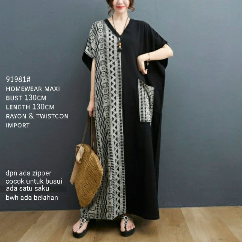 MDLV ~ 91981# Homewear Maxi Dress Maxi Dress Jumbo Import