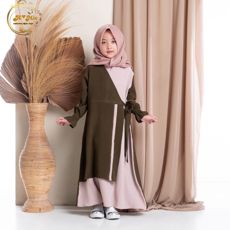 mvd-79 045 ML | Kids Azwa Dress 2 ( Tampa Pasmina ) | Fashion Muslim Baju Anak | Gamis OOTD Casual N