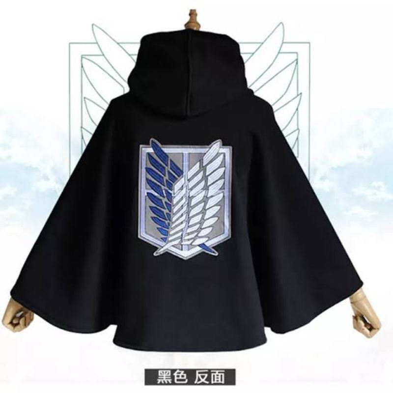 PRE ORDER jubah attack on titan warna hitam tersedia ukuran anak dan dewasa bahan fleece