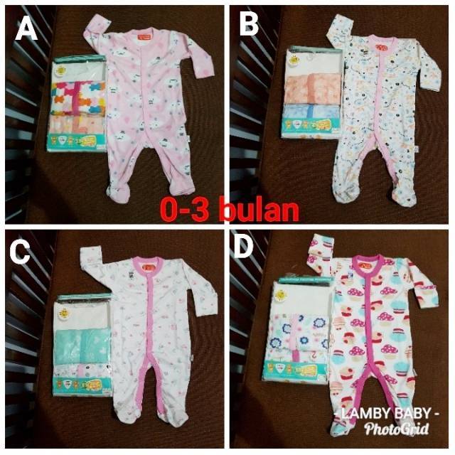 Grosir Baju tidur bayi sleepsuit 3in1 sleep suit cowo cewe libby / velvet junior lamby baby