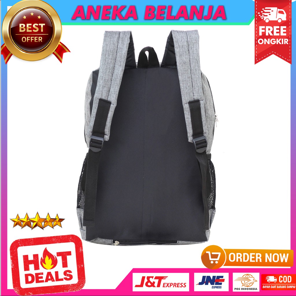 Ransel Backpack Cowok Cewek Model Archie Tancepan Logo Tengah Warna Abu Harga Ekonomis Free Raincover Tas Pria Wanita Kuliah Kerja Hangout Free Slot Laptop Bahan Tebal Awet Termurah Terlaris Berkualitas