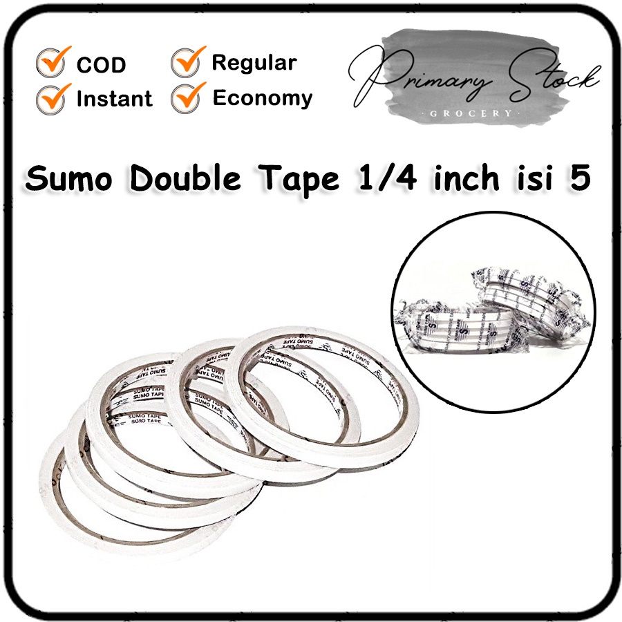 

Double Tape 1/4 inch SUMO Dabel Tip Tipis Perekat 2 Sisi 6 mm