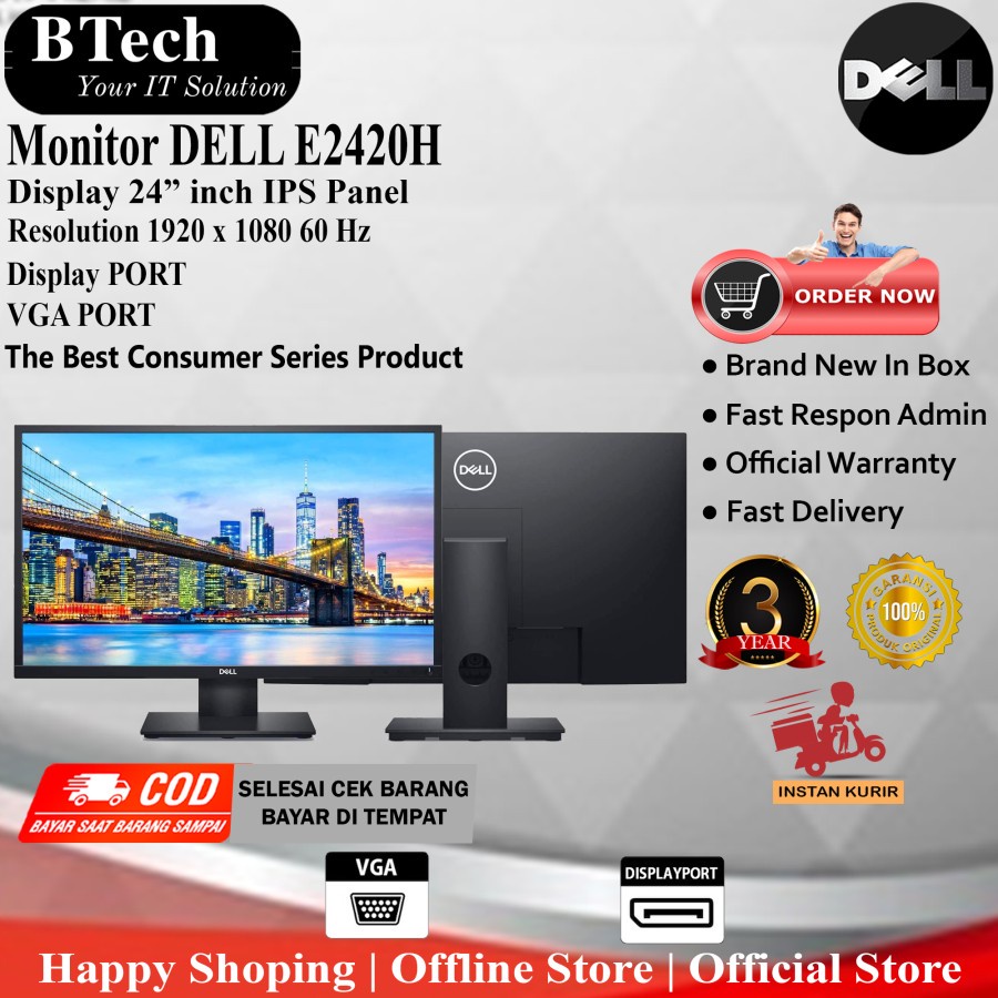 Dell Monitor E2420H 24" Inch 3 Year