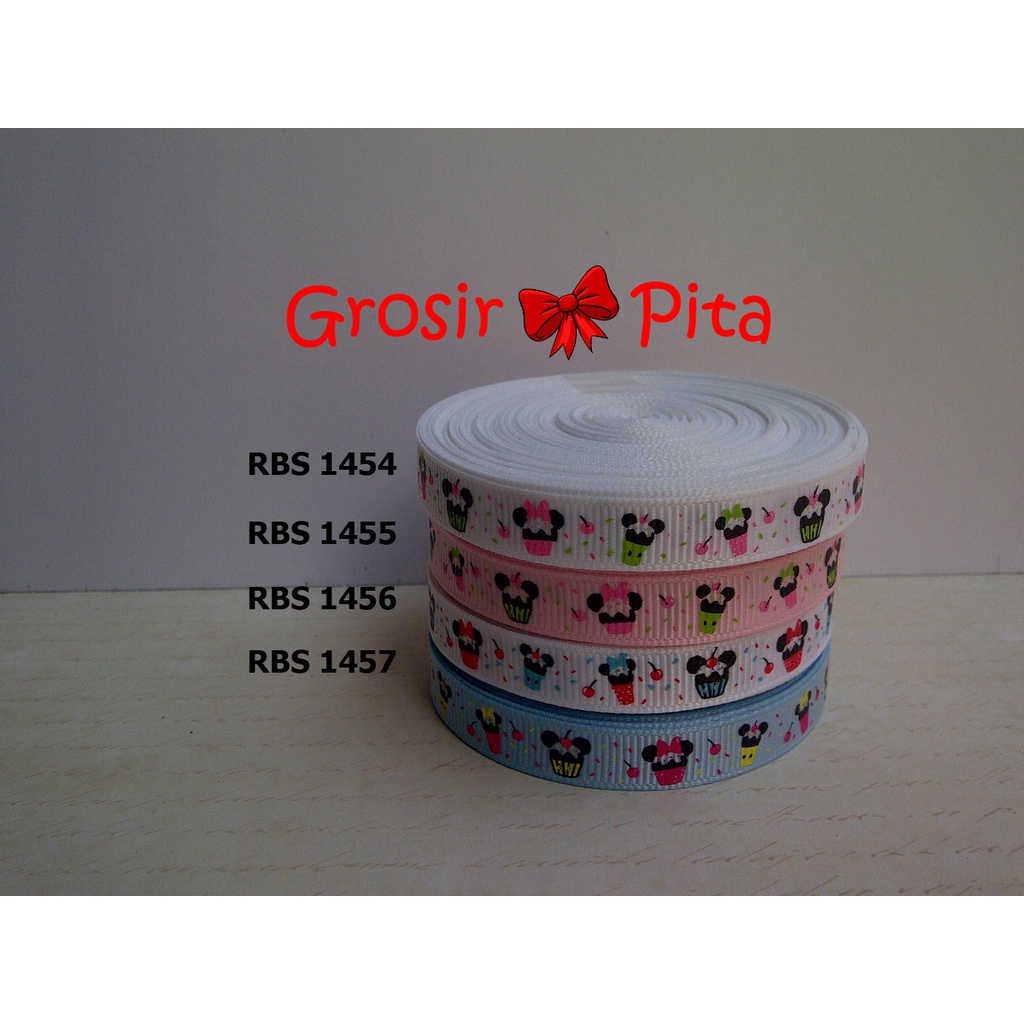 

(25 yard) Pita Grosgrain Motif Micky Minnie Mouse RBS 1454,1455,1456,1457 | Toko Bahan Craft | Grosir Pita