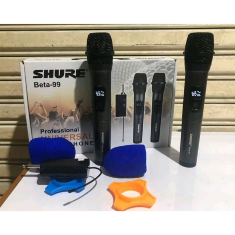 MIC WIRELESS SHURE BETA 99 DUAL CHANNEL MIC PEGANG SHURE BETA99