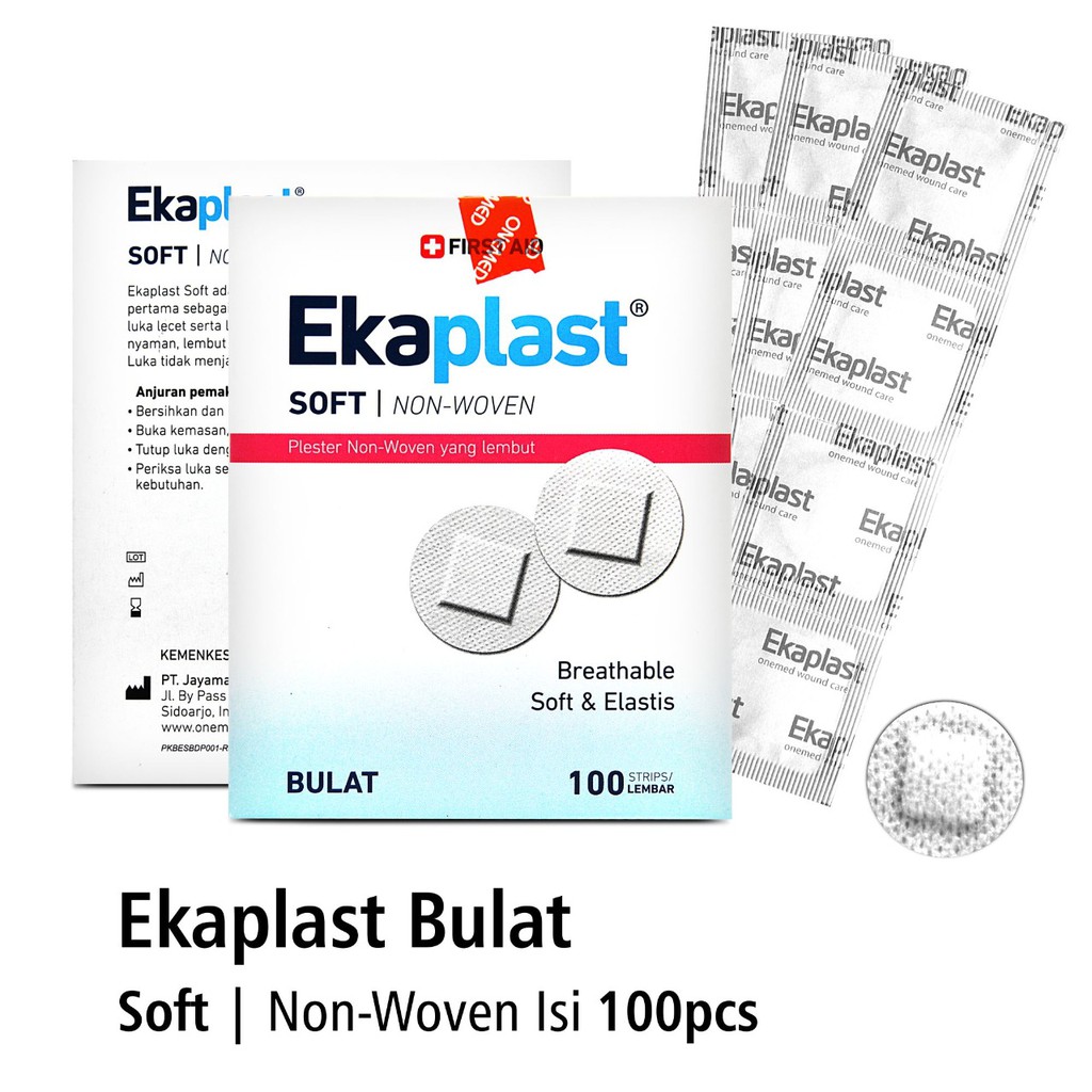 OneMed Plester Soft Bulat Non Woven Ekaplast Box isi 100 Strip