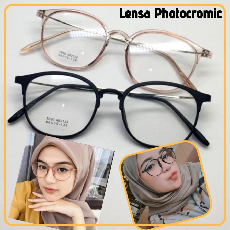 Frame Kacamata Photocromic Wanita Lensa Anti Radiasi UV B-2124 kaca mata Korea