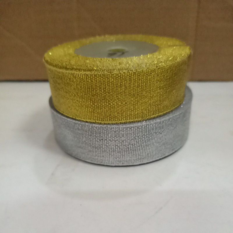 

Pita Metalik / Pita Glitter Emas / Silver 1 inch