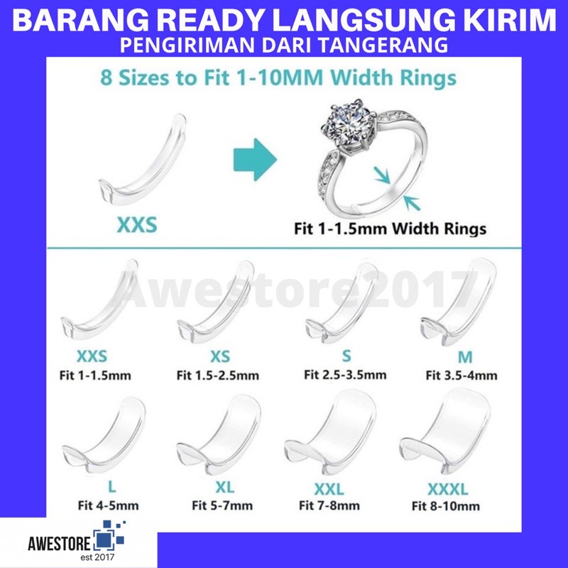 1 SET 8 PCS Pengganjal Cincin Pengecil Ganjalan Ring Adjuster Sizer ...