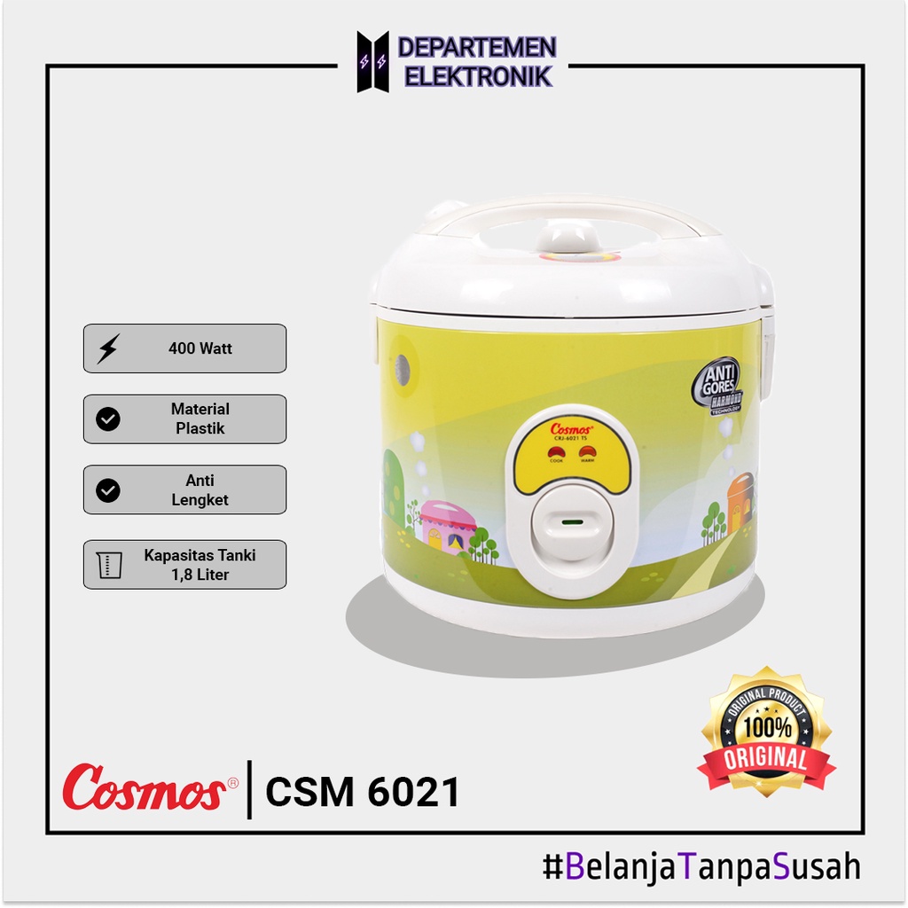 Cosmos CRJ 6021 – Magic Com / RIce Cooker 1.8 Liter Harmond MURAH BANGET / GARANSI RESMI