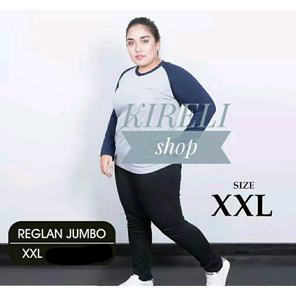 Dijual Atasan wanita JUMBO XXL  kaos raglan kaos polos lengan panjang terakhir