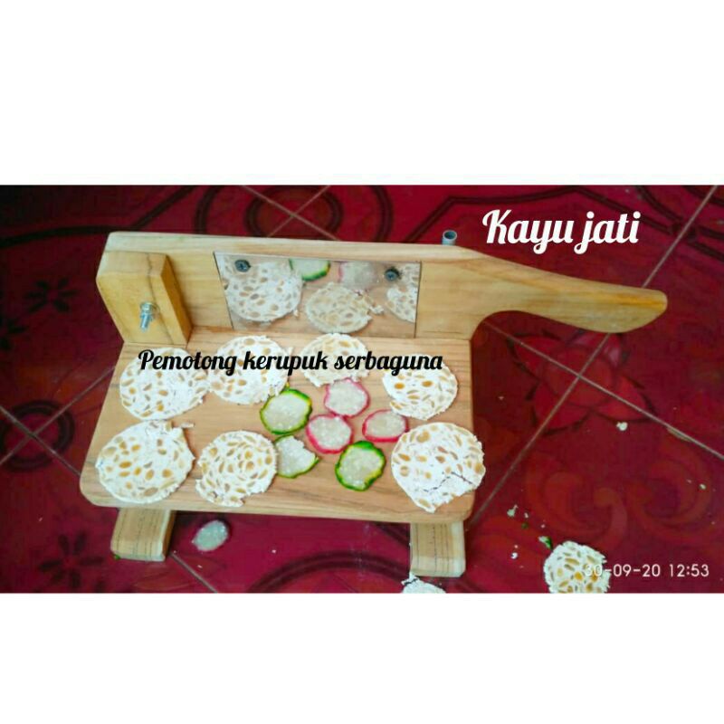 PEMOTONG KERIPIK pemotong kerupuk pengiris kayu jati