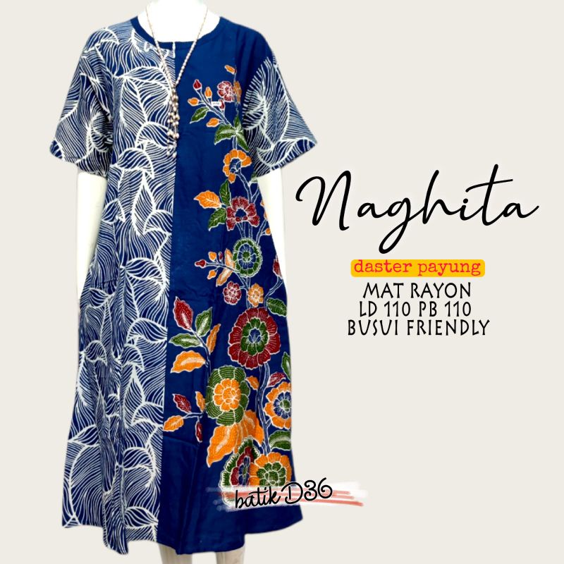 (Alesha) Baju Tidur Wanita Homeydress Daster Klok Payung Motif Seling Bunga Busui Friendly